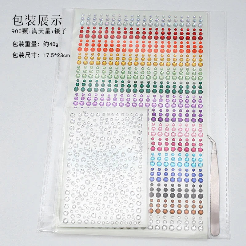 DIY Jewelry Kit 900 pcs 15 Colors Acrylic Flatback Gems Assorted Sizes 3mm 4mm 5mm For Costume Makeup Crafting Bulk Wholesale